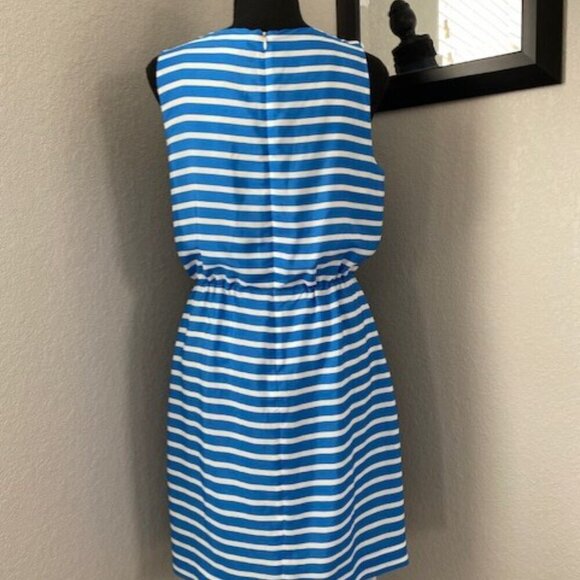 J CREW Blue White Striped Sleeveless Mini Dress Sz 8 - Picture 4 of 12